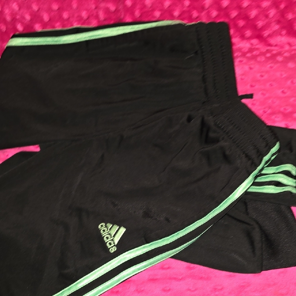 Adidas Kids Black and Green Track Pants